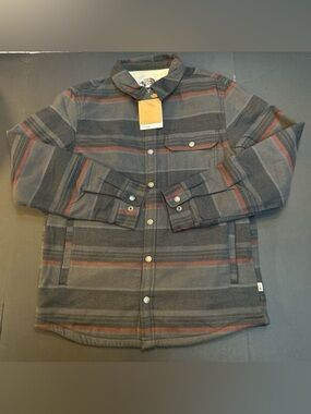 The North Face Shirt Mens Black Gray Campshire Sherpa Lined Snaps Shacket Size M
